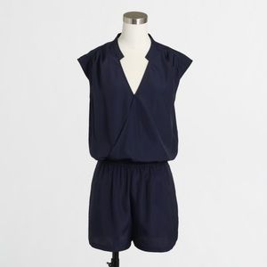 J Crew Wrap-Front Navy Blue Romper